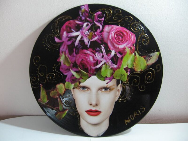 Collage on vinyl record